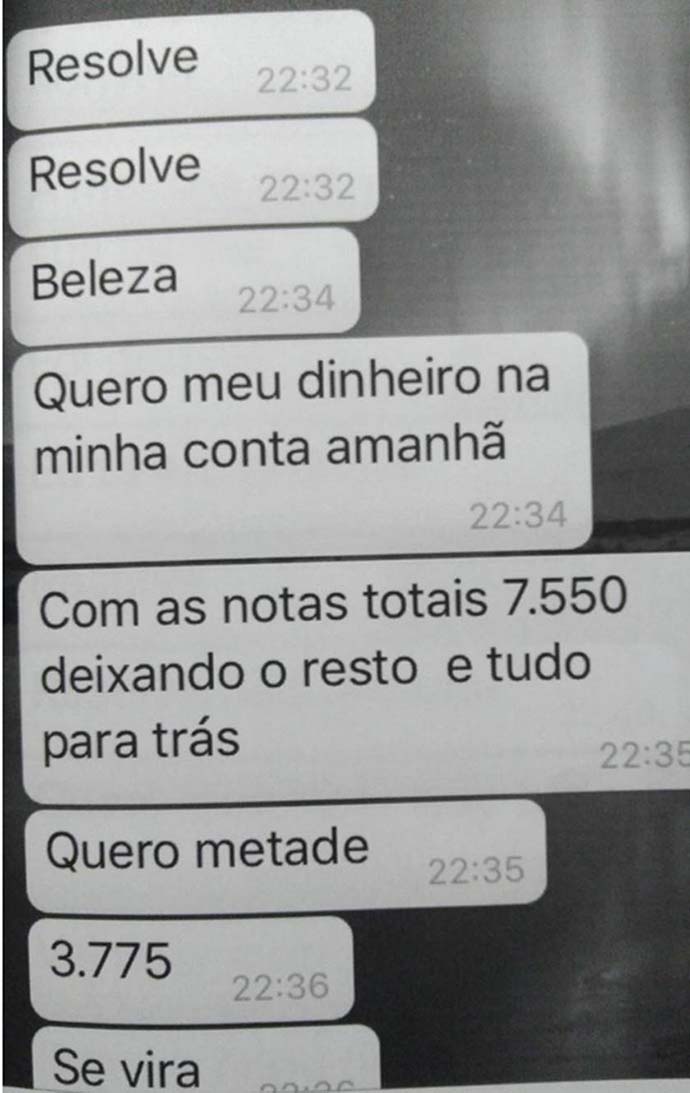 Mensagens de ameaça via WhatsApp