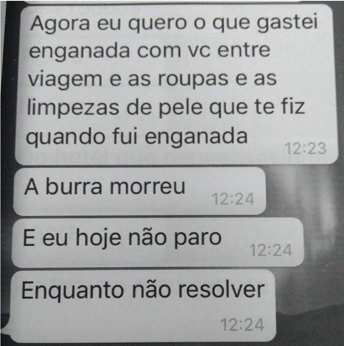 Mensagens de ameaça via WhatsApp